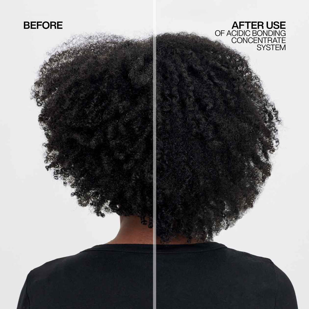 Resultados antes y después con el tratamiento Redken Acidic Bonding Concentrate en el cabello de Jaeda