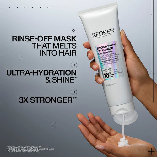 Consejo de uso de la mascarilla Redken Acidic Bonding Concentrate de 5 minutos para reparar y fortalecer el cabello
