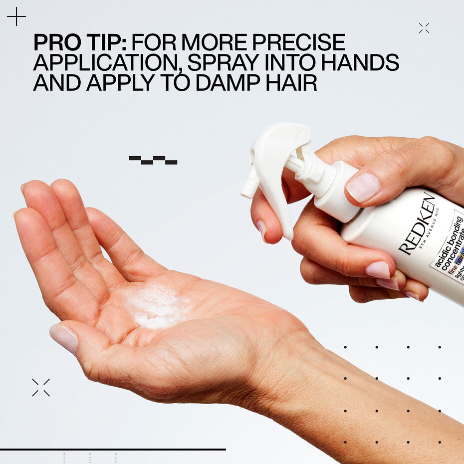 Consejo de uso del acondicionador líquido ligero Redken Acidic Bonding Concentrate para reparar y fortalecer el cabello dañado
