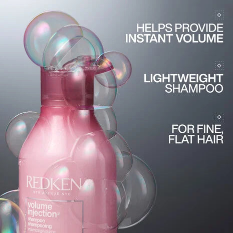 Redken Hair Care Volume Injection Volumizing Shampoo para limpiar, dar volumen y cuerpo al cabello fino