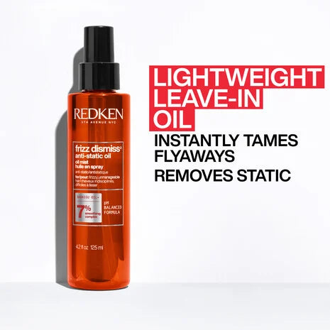 Aceite en spray Redken Frizz Dismiss Anti-Static para controlar el frizz y la estática del cabello