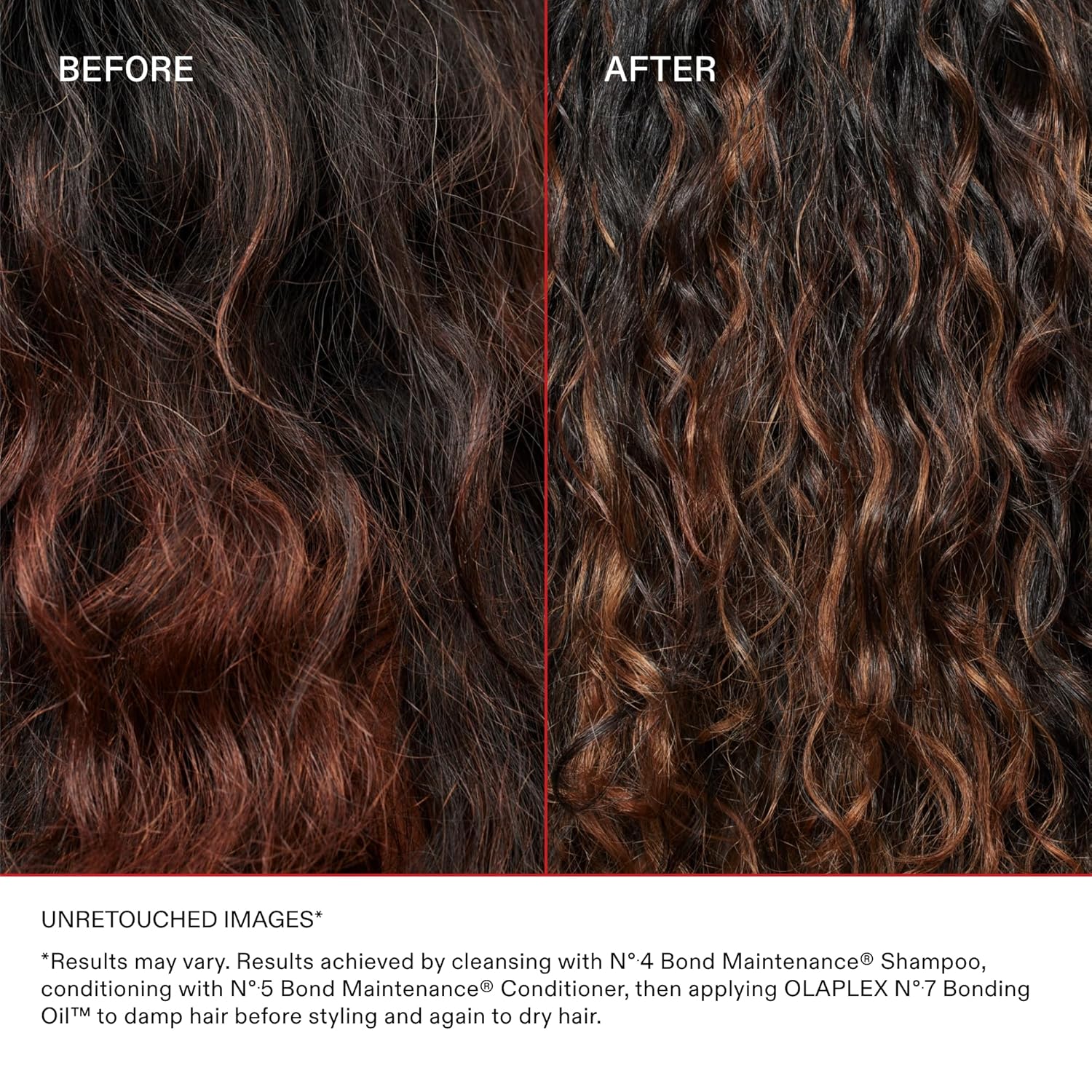 Antes y después del uso de los productos Olaplex