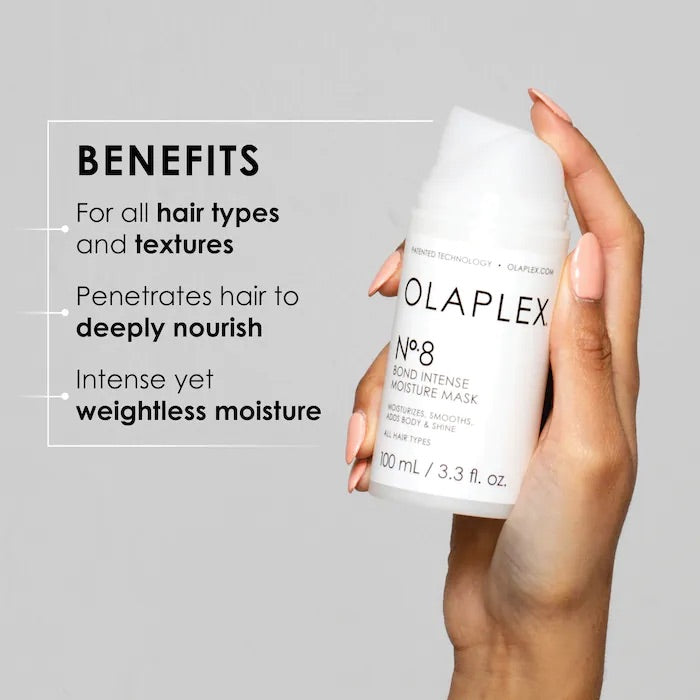 Beneficios de la mascarilla Olaplex Bond Intense Moisture Mask para hidratar, reparar y suavizar el cabello dañado
