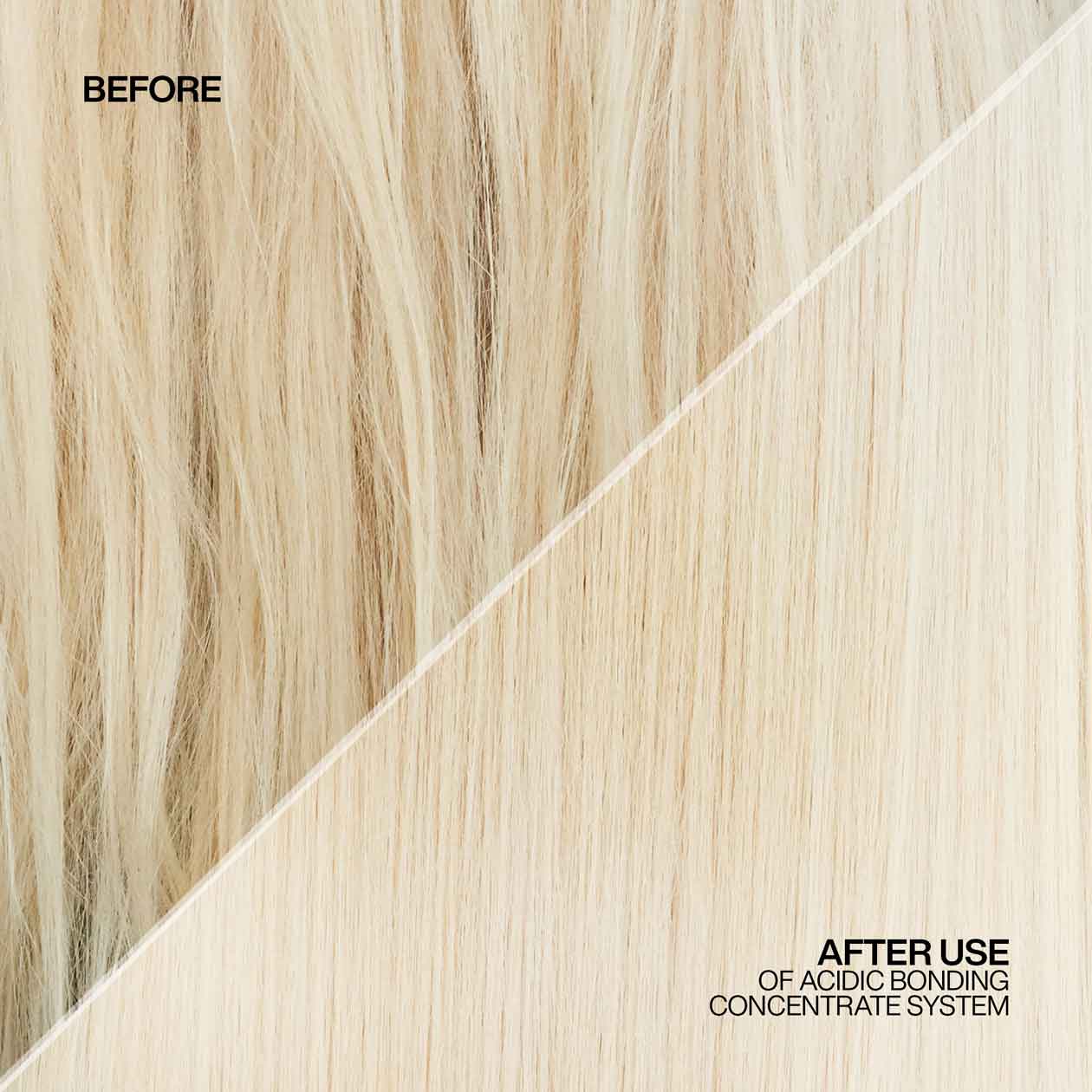 Resultados antes y después con el tratamiento Redken Acidic Bonding Concentrate en el cabello de Allie