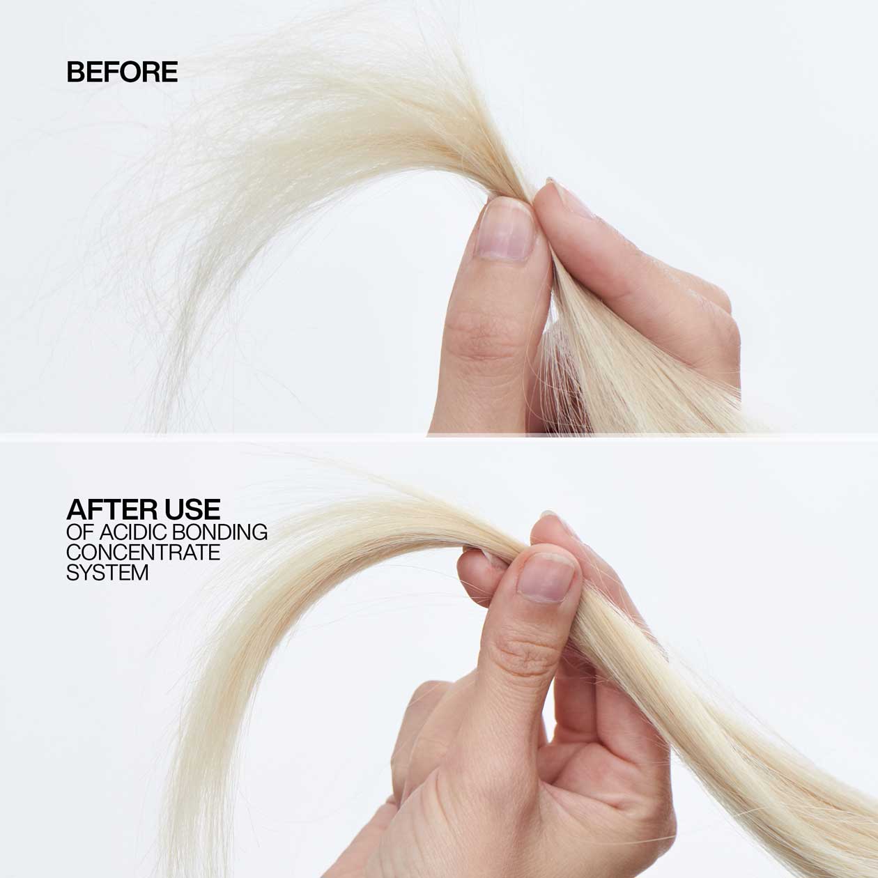 Resultados antes y después con el tratamiento Redken Acidic Bonding Concentrate en el cabello de Allie