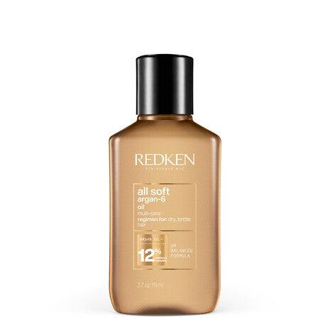 Aceite Redken All Soft Argan 6 con aceite de argán para nutrir, suavizar y dar brillo al cabello seco