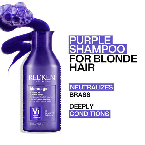 shampoo morado Redken Color Extend Blondage de 300 ml para matizar y acondicionar el cabello rubio
