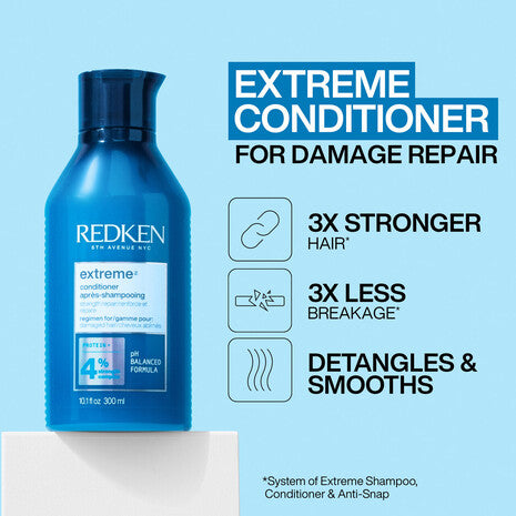 Acondicionador Redken Extreme para cabello dañado que reduce la rotura, desenreda, suaviza y fortalece