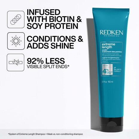Tratamiento sin enjuague Redken Extreme Length con biotina para fortalecer el cabello y promover el crecimiento