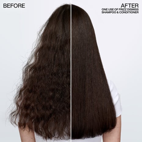 Resultados antes y después con el acondicionador Redken Frizz Dismiss para control duradero del frizz, suavidad y brillo en el cabello de Kate