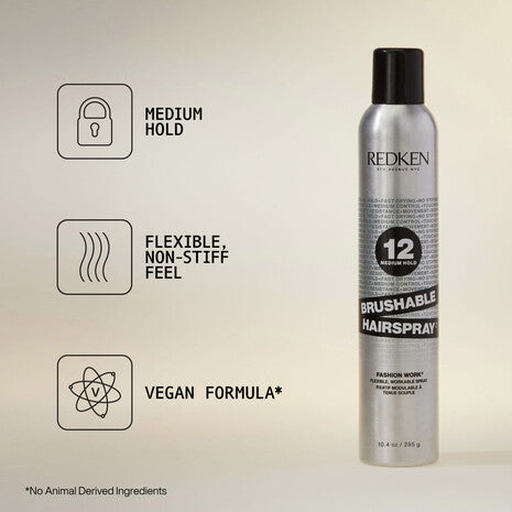 Spray Redken Brushable Hair Spray de fijación media, acabado flexible y fórmula vegana