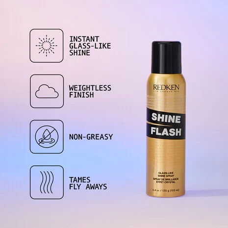 Spray Redken Shine Flash para dar brillo tipo cristal, acabado ligero, no graso y controlar cabellos sueltos