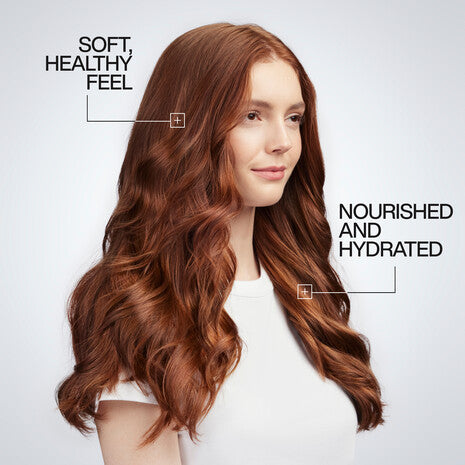 Resultados antes y después con el tratamiento Redken One United en cabello rojo